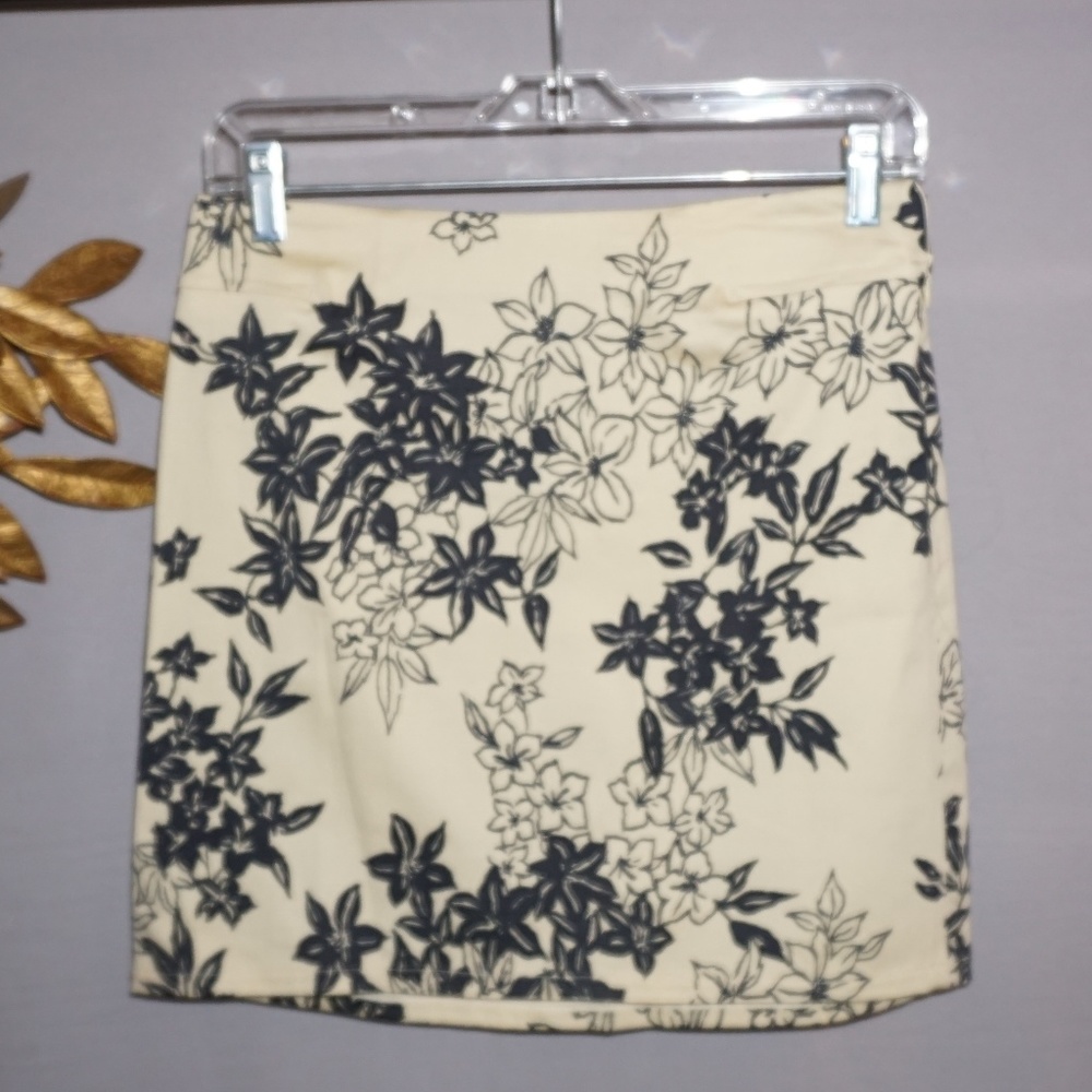 Max Studio Yellow Mini Skirt with Black Floral - 2
